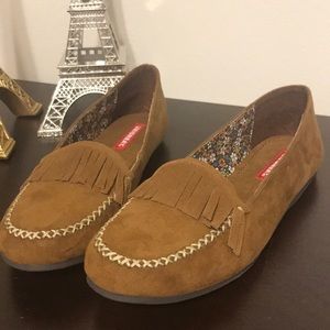 Brown suede loafers